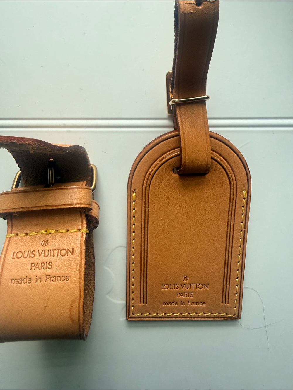 Authentic Louis Vuitton Vachetta Luggage Tag & Poignet Set - Picture 7 of 10